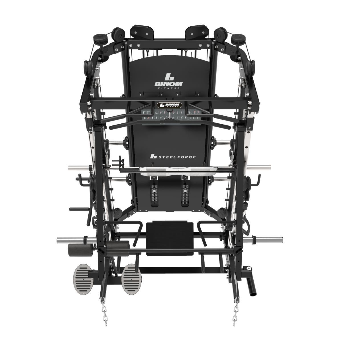 Multigym B12-V2 Bras Mobiles, Poulie Double (100 Kg x2), Power Rack, Leg Press, Multipower, Rameur et accessoires