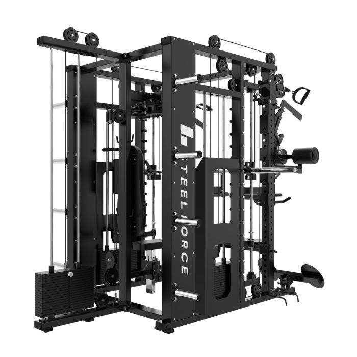 Multigym B23 avec 100 Kg x 3 tours, poulie haute/basse, Multipower,  chest press, rowing, abdominaux, tractions, dips et Acc.