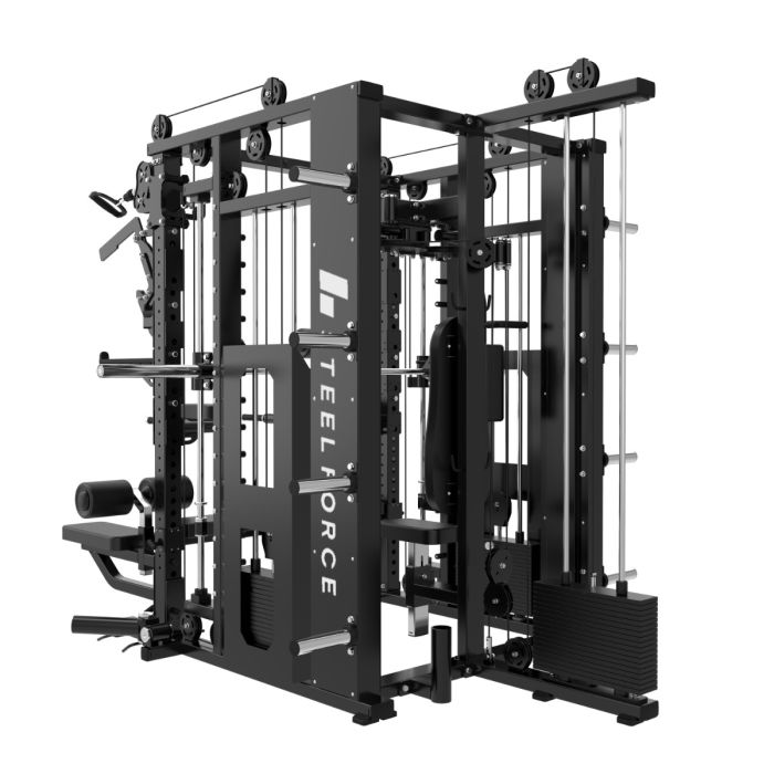 Multigym B23 avec 100 Kg x 3 tours, poulie haute/basse, Multipower,  chest press, rowing, abdominaux, tractions, dips et Acc.